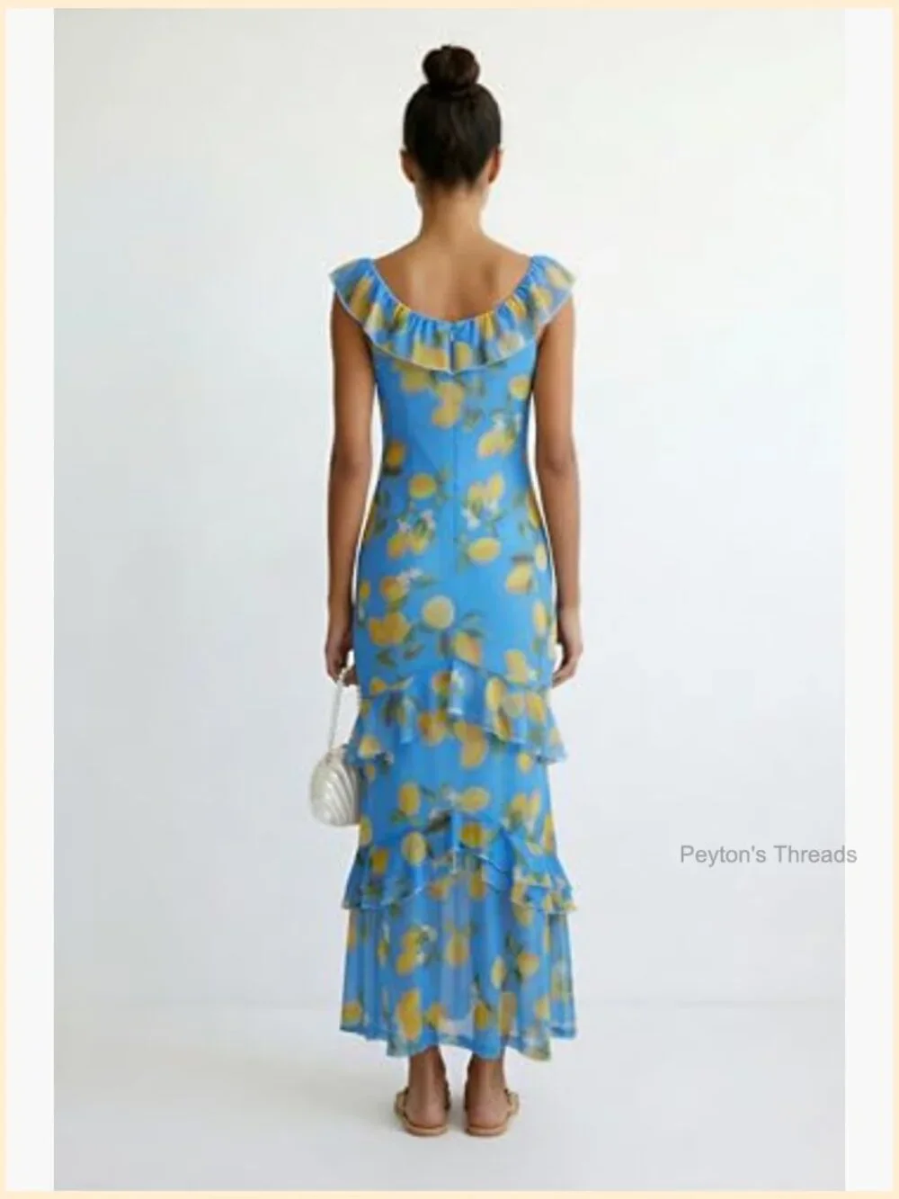 Ruffle Square Neck Sleeveless Maxi Fishtail Dress